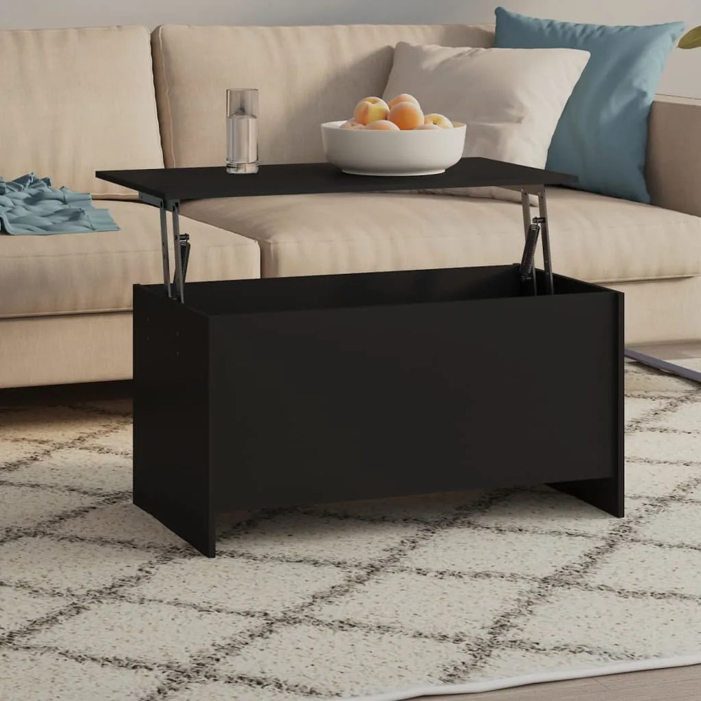 Tavolino Da Salotto Nero 102x55,5x52,5 Cm İn Legno Multistrato /