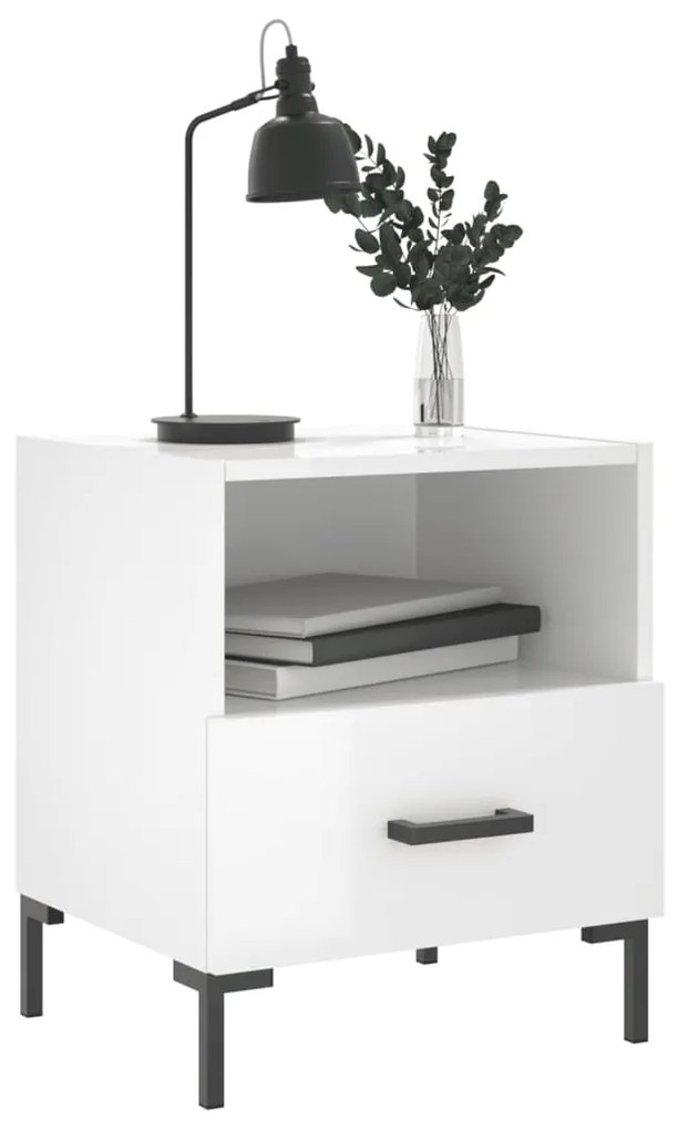 Comodini 2 pz Bianco Lucido 40x35x47,5 cm in Legno Multistrato