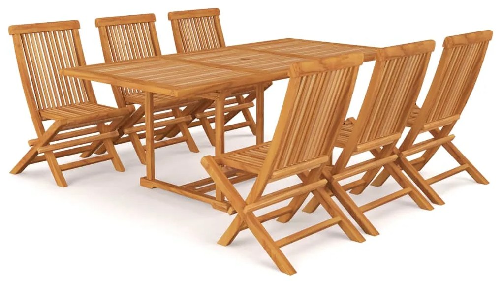 Set da pranzo da giardino 7 pz in legno massello di teak