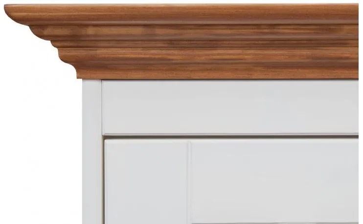 Credenza shabby chic in pino massello bicolore bianco e rovere
