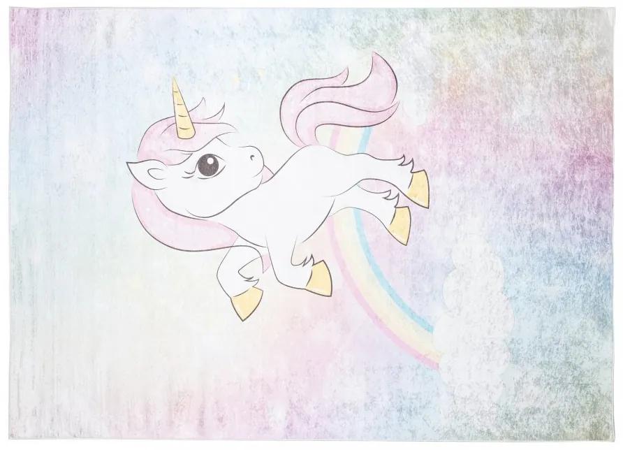 Tappeto per bambini colorato con motivo a unicorno  Larghezza: 140 cm | Lunghezza: 200 cm