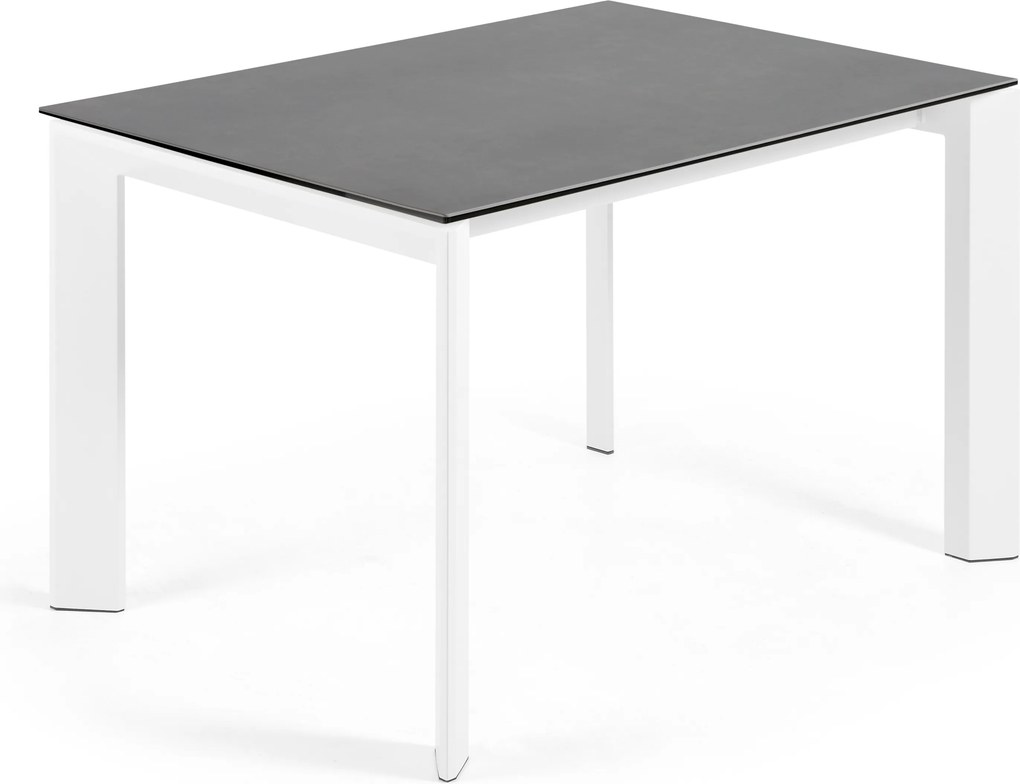 Kave Home - Tavolo allungabile Axis porcellanato Vulcano Roca gambe grigie acciaio bianche 120 (180)cm