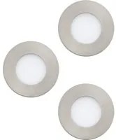 Faretto Ad Incasso Moderno Fueva 1 In Metallo Nichel Satinato 3 Luci Led 2,8W