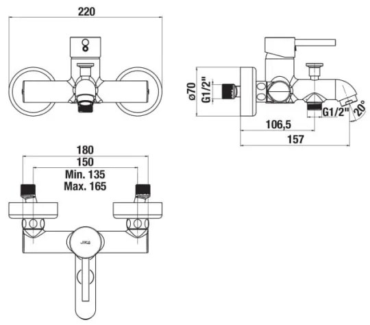 JIKA H3212F70044001 - Miscelatore vasca MIO cromo lucido
