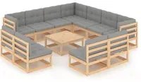 Set Divani da Giardino 12 pz con Cuscini Legno Massello di Pino cod mxl 38298