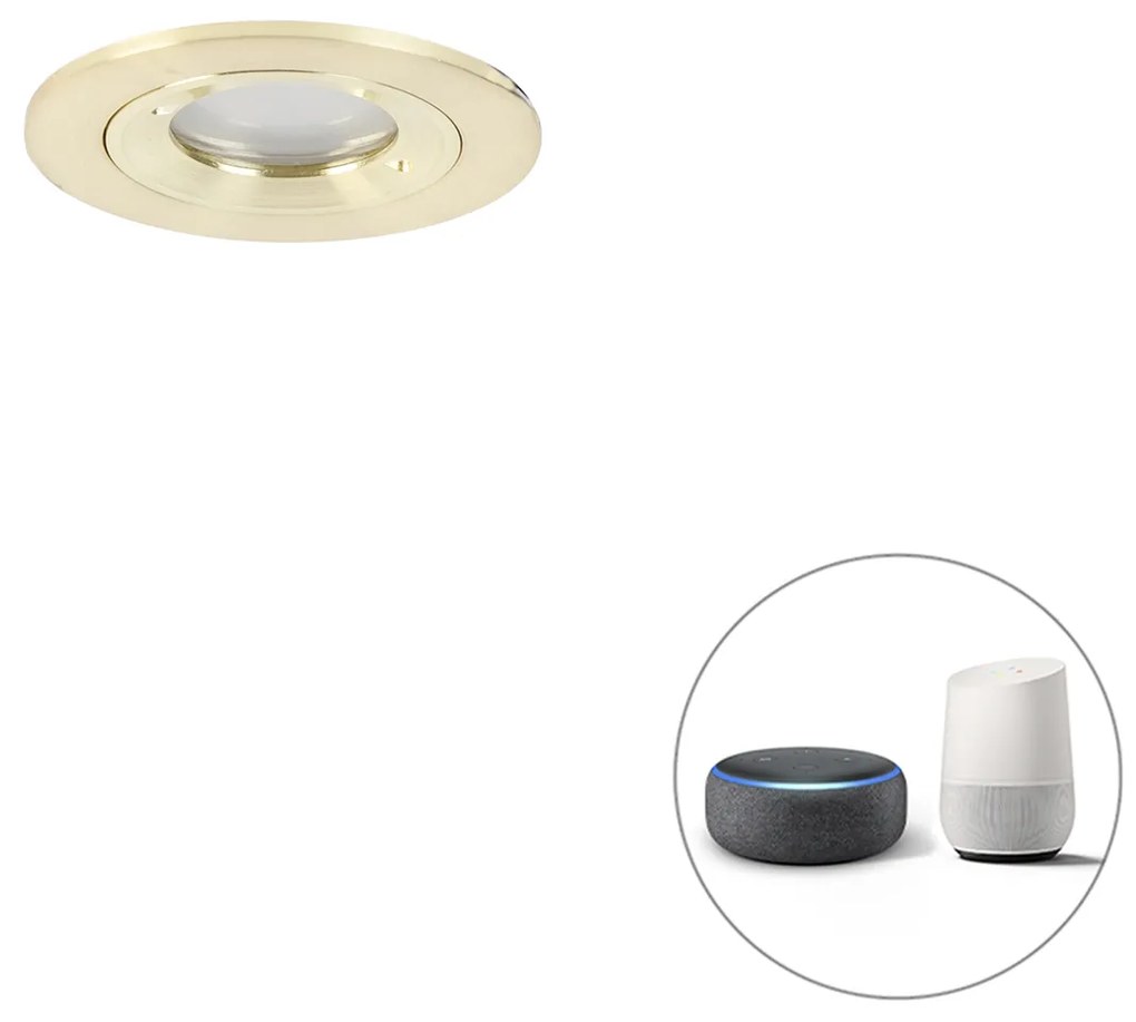 Faretto da incasso intelligente oro rotondo IP44 con WiFi GU10 - Xena