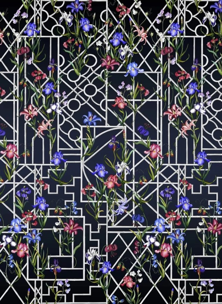 Christian Lacroix Tapete Fretwork Garden Panoramic - Indigo