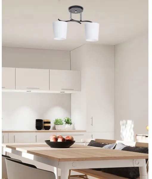Lampadario a sospensione con supporto rigido ESNYR 2xE27/40W/230V nero/bianco