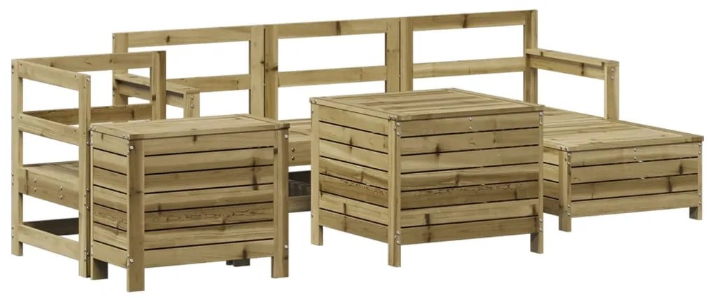 Set divani da giardino 7 pz in legno impregnato di pino