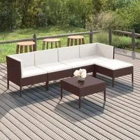 Set Divani da Giardino 6 pz con Cuscini in Polyrattan Marrone cod mxl 43120