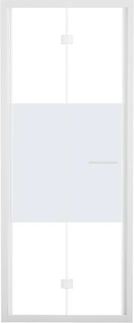 Porta doccia pieghevole L 97-101 cm x H 195 cm per nicchia in vetro smerigliato SP. 6 mm, profilo opaco bianco, serie Record