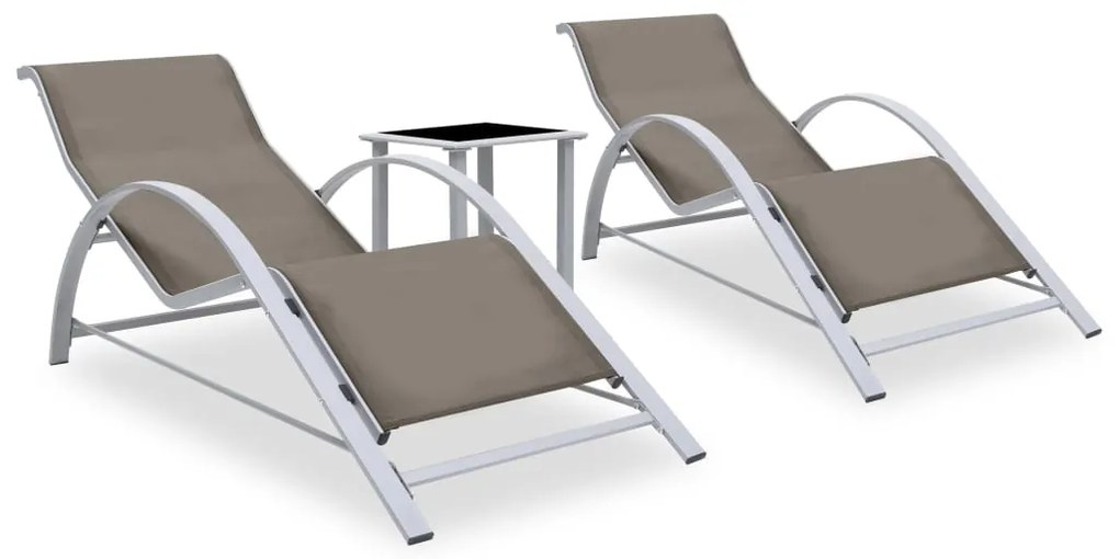 Lettini Prendisole Con Tavolino 2 Pz İn Alluminio Grigio Talpa /