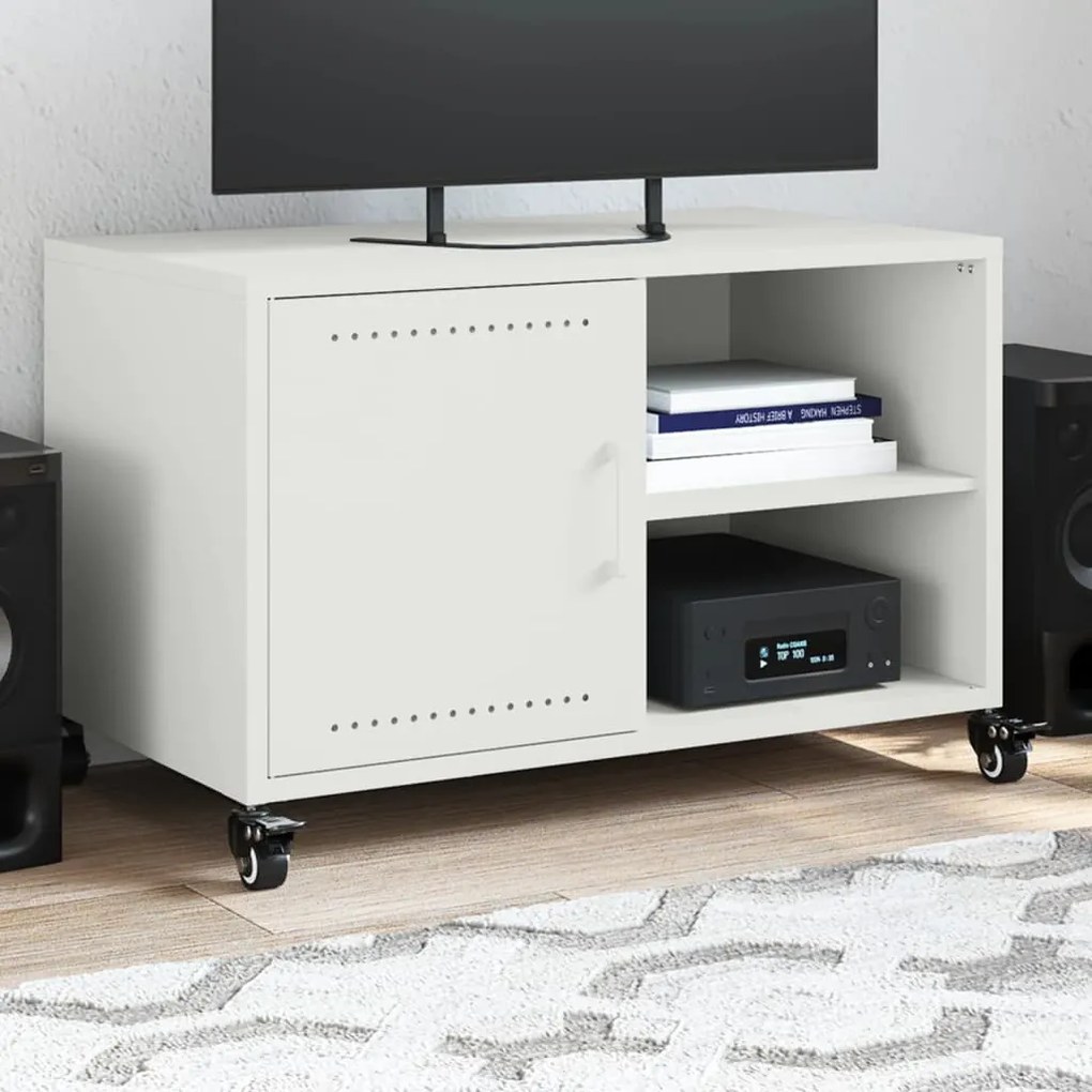 Mobile Tv Bianco 68x39x43,5 Cm İn Acciaio /