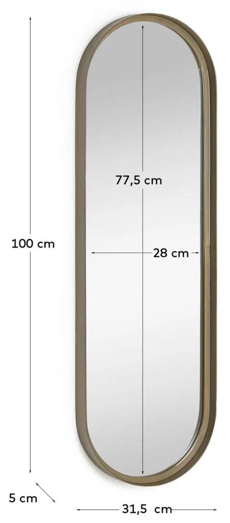 Kave Home - Specchio da parete Tiare in metallo dorato 31 x 101 cm