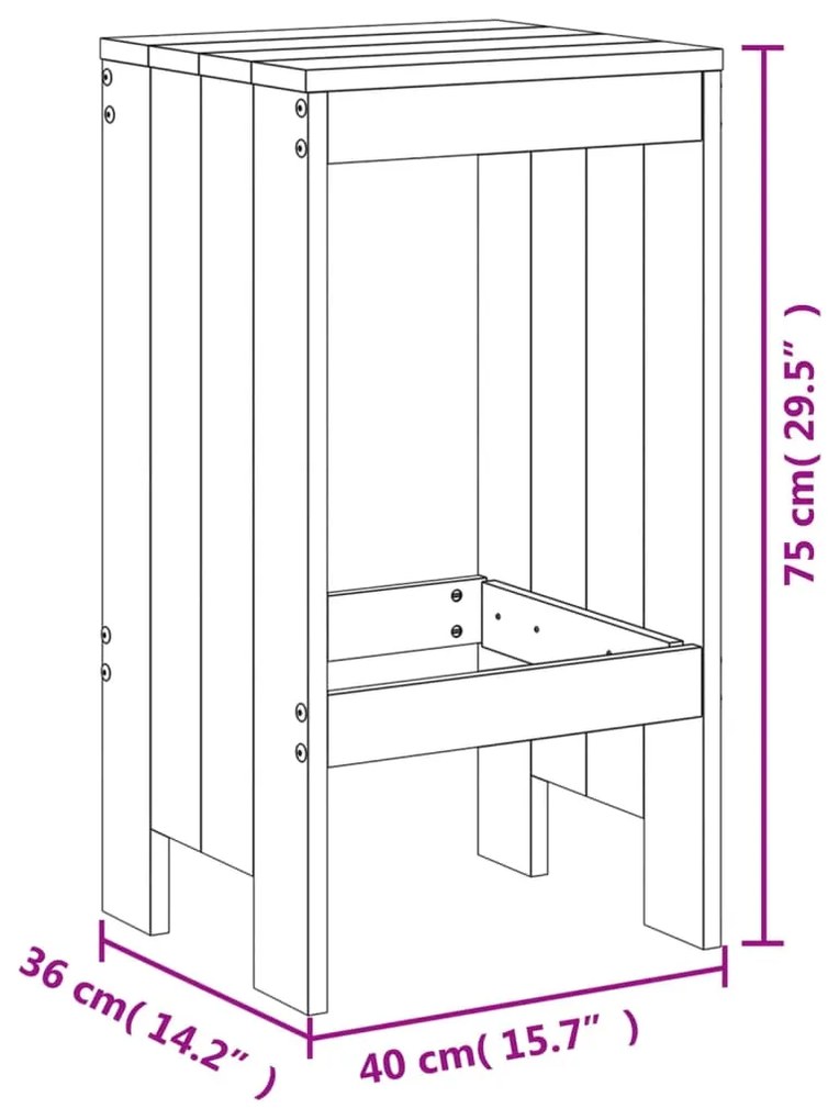 Set Bar da Giardino 5 pz Grigio in Legno Massello di Pino