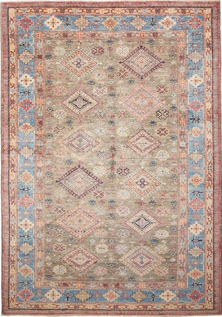 Kazak Tappeto 240x170 Grigio (Pakistan) Annodato A Mano