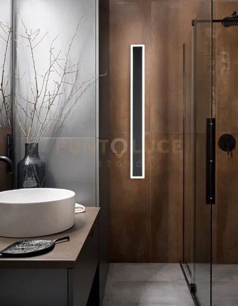 Applique in alluminio colore nero wally biemissione led 22w 3000k 2...