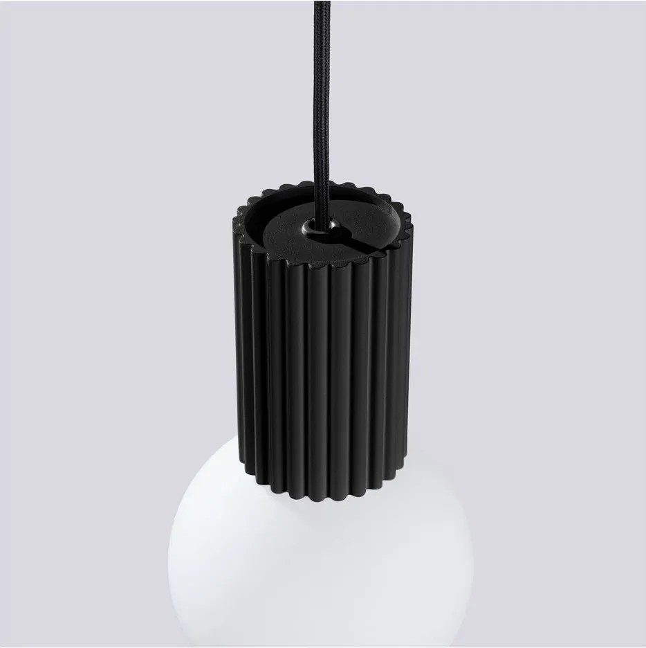 Lampadario nero con paralume in vetro ø 12 cm Orbital – Sollux