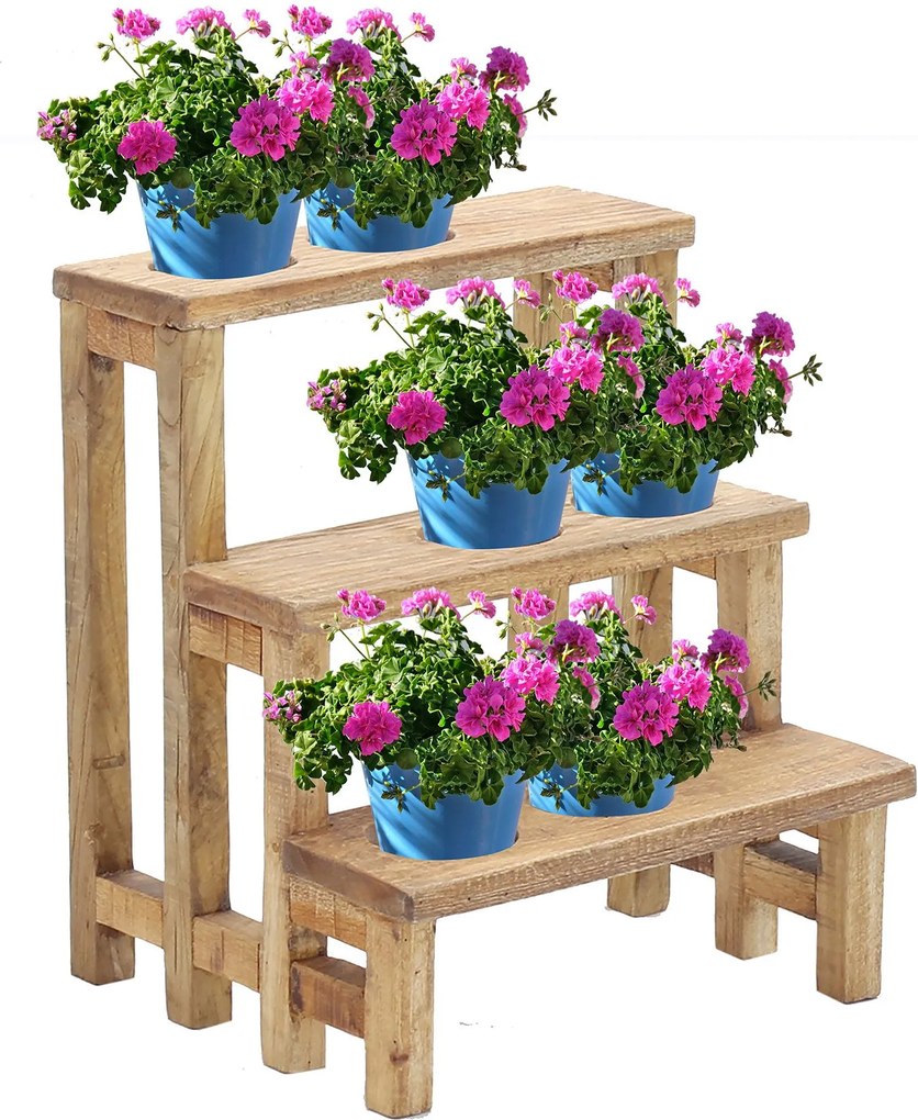 LAUX - fioriera a tre livelli in legno di mogano