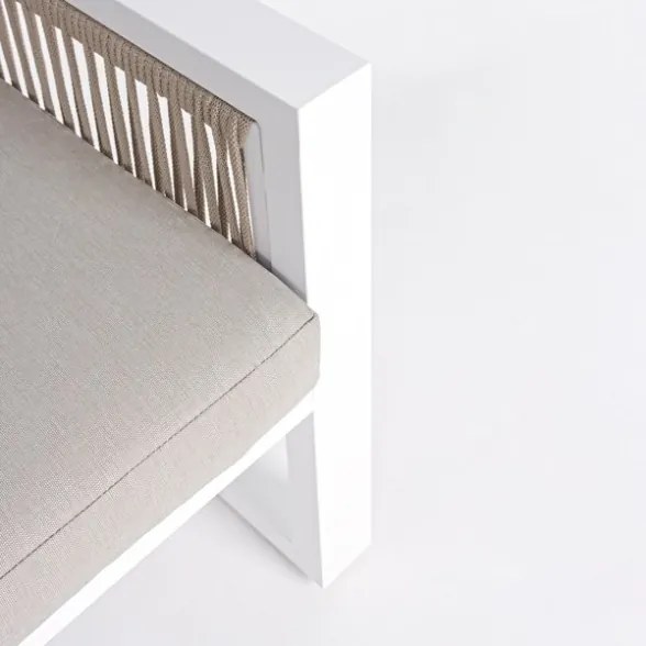 Salottino Da Esterno In Corda E Alluminio Con Cuscini E Tavolino Bianco Captiva Bizzotto