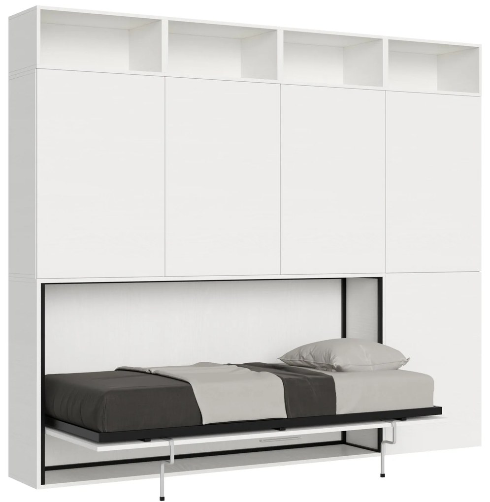 Letto a scomparsa singolo orizzontale Kando con materasso e composizioni disponibili, B / Non incluso