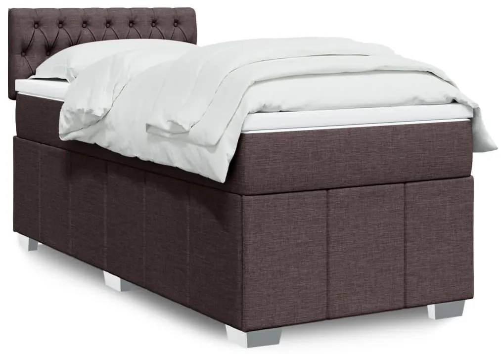 Giroletto A Molle Con Materasso Marrone Scuro 90x190cm Tessuto /