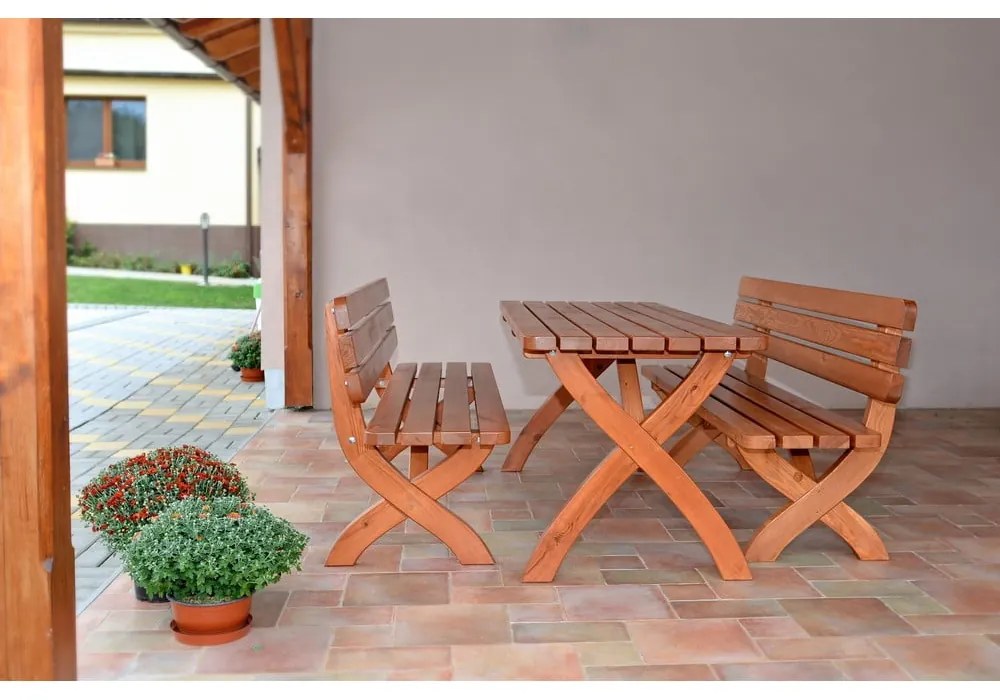 Tavolo da pranzo da giardino in legno di pino 160x70 cm Strong - Rojaplast