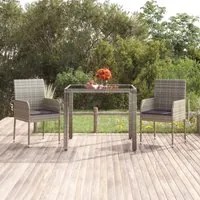 Sedie da Giardino con Cuscini 2 pz in Polyrattan Grigie 319886