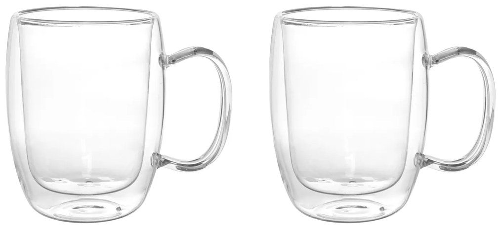 Set 2 mug da 280 ml, in vetro borosilicato da 12x8,5x11,5 cm