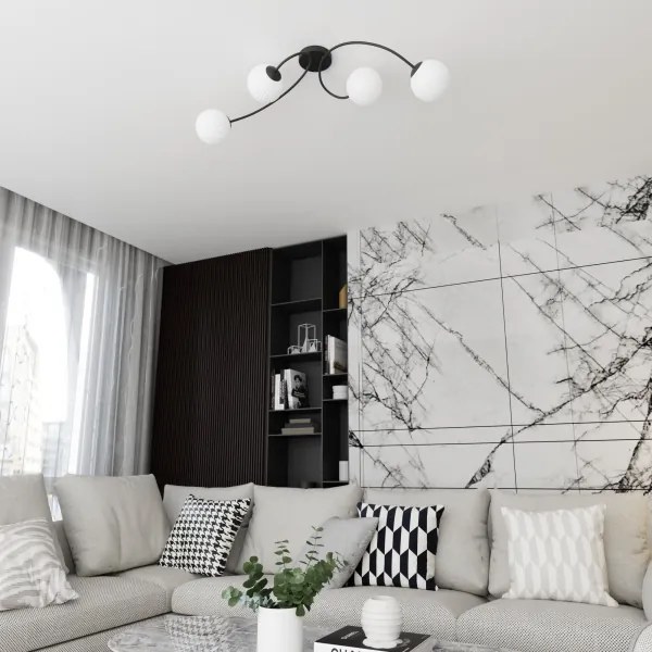 Lampadario a plafone VIBRA 4xE14/10W/230V nero/bianco