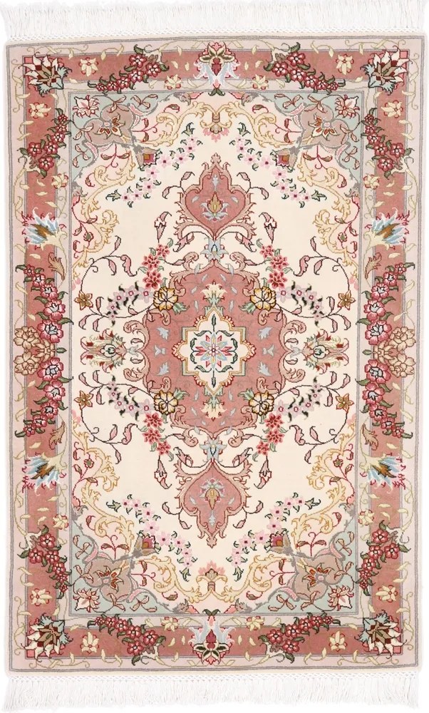 Tabriz Tappeto 80x120 Rosa (Iran) Annodato A Mano