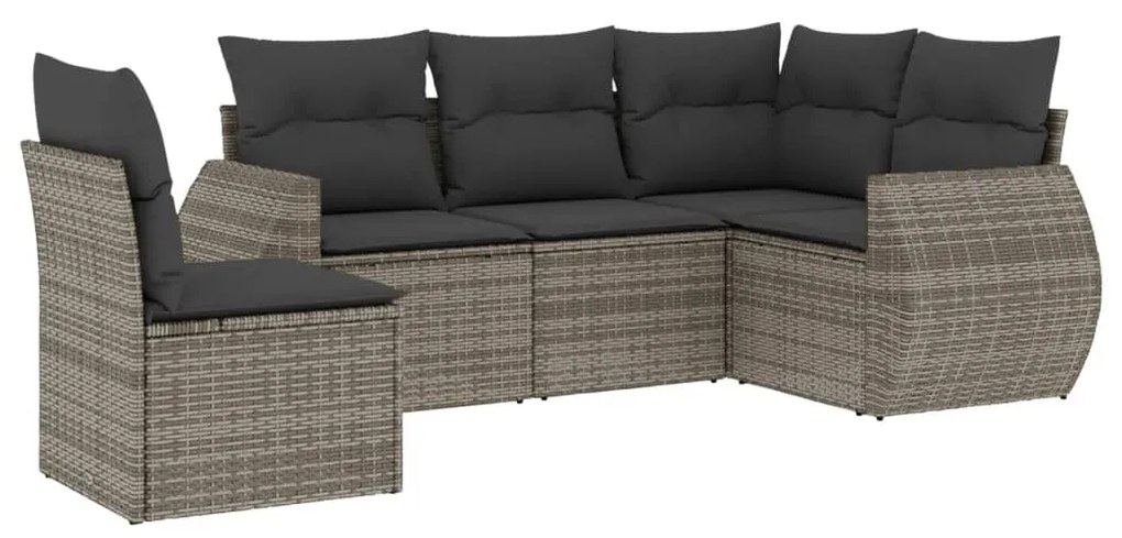 Set divano da giardino 5 pz con cuscini grigio in polyrattan