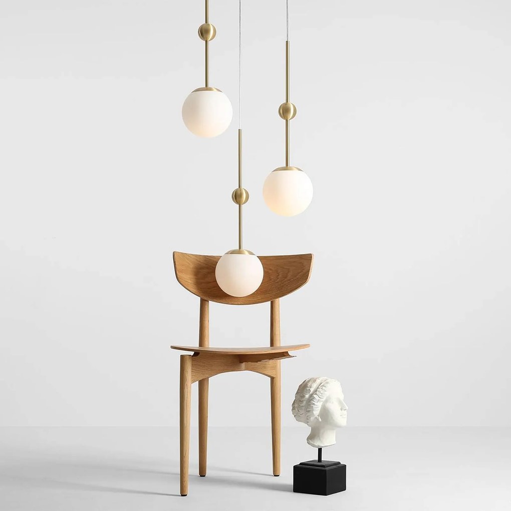 ALDEX Lampada a sospensione Joel, rotonda ottone/bianco, a 3 luci