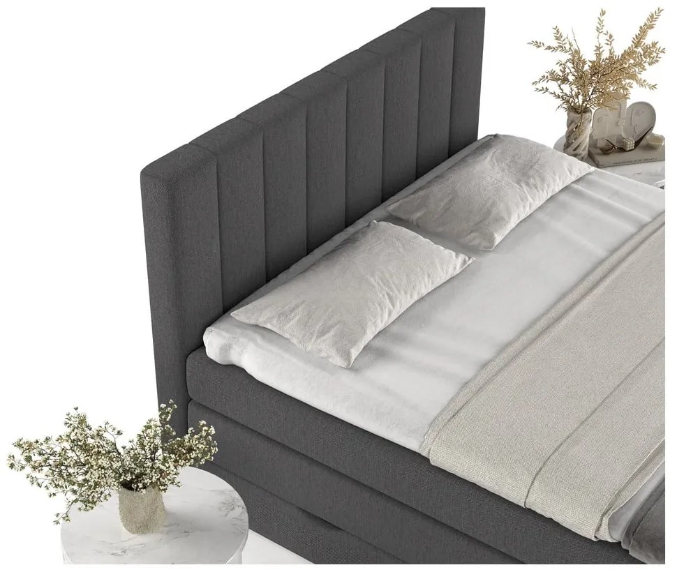 Letto boxspring grigio con contenitore 200x200 cm Ruby - Maison de Rêve