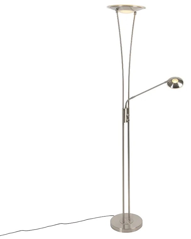 Lampada da terra moderna in acciaio con braccio di lettura incluso LED - Ibiza