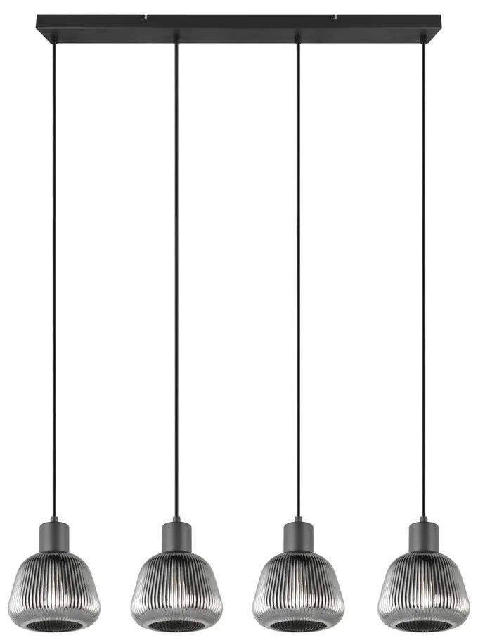 Lampadario nero con paralume in vetro ø 15 cm Tarifa - Trio