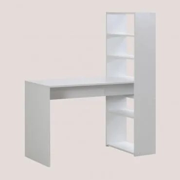 Scrivania Masua in legno con mensole Bianco - Sklum