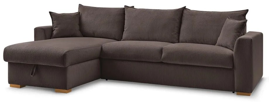 Divano angolare marrone allungabile (con composizione variabile) con rivestimento in velluto a coste Augustin – Bobochic Paris