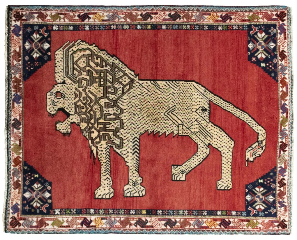 Shiraz Tappeto persiano 110x140 Rosso (Iran) Annodato A Mano