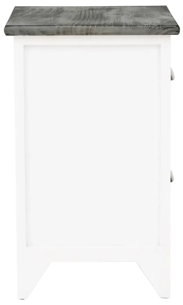 Comodino grigio e bianco 38x28x45 cm in legno di paulownia