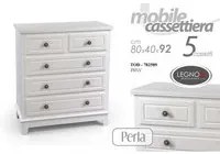 Mobile cassettiera como bianco cinque cassetti cm 80 x 40 x 92 h