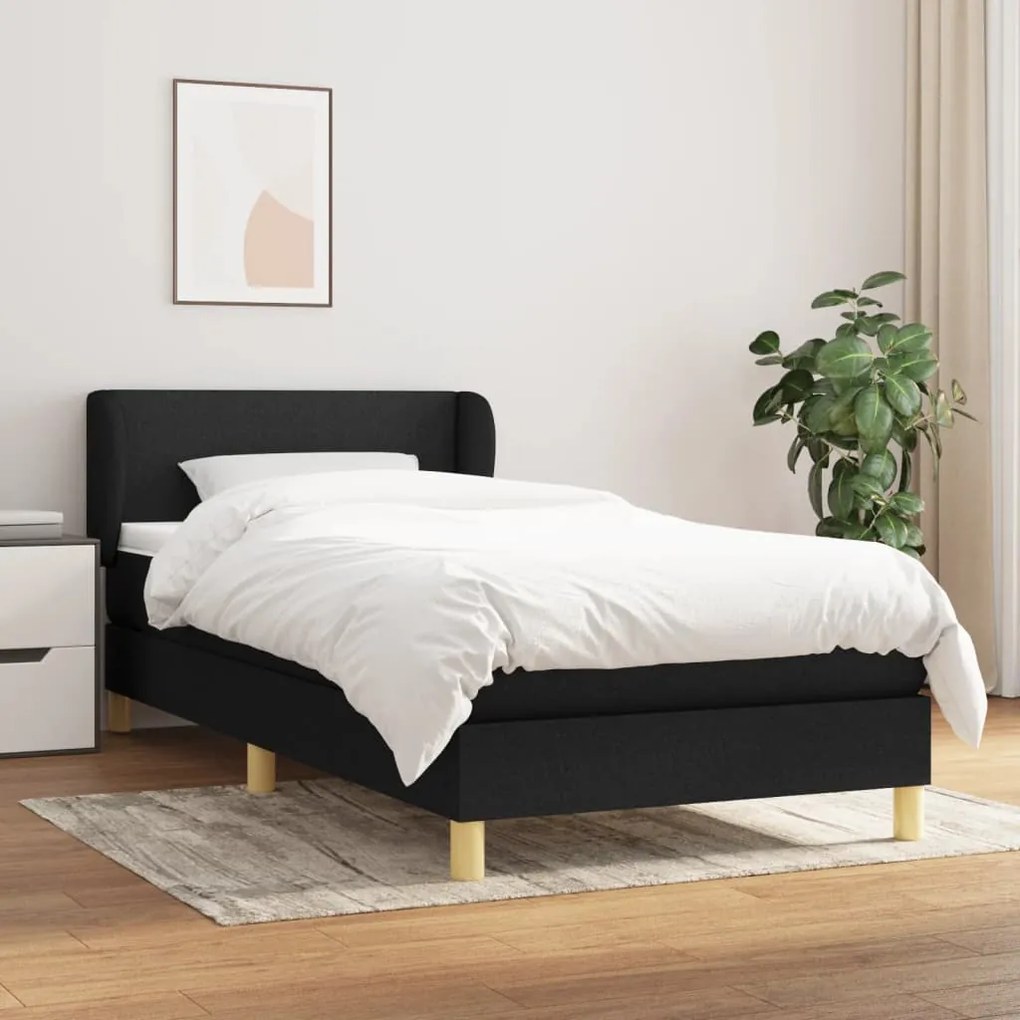 Giroletto A Molle Con Materasso Nero 90x200 Cm İn Tessuto /