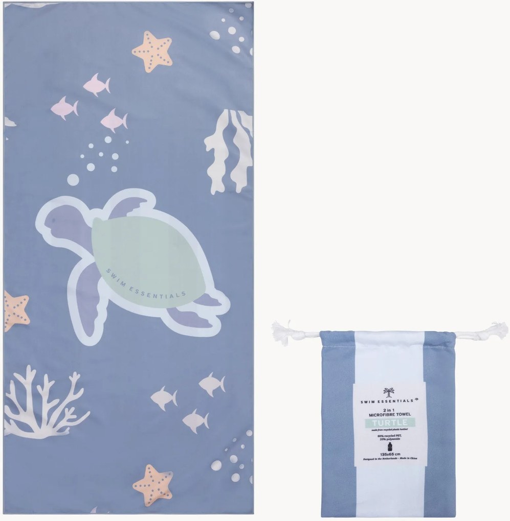 Telo mare per bambini in microfibra con custodia Turtle