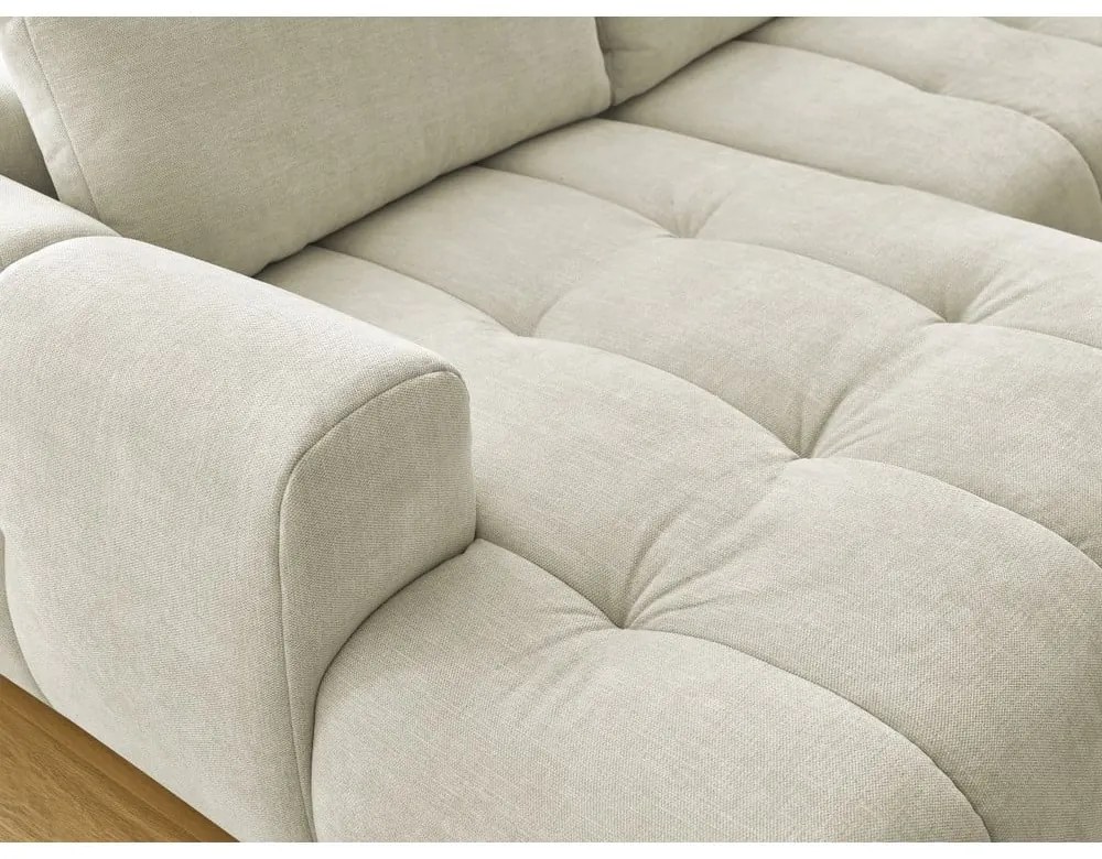 Divano angolare beige allungabile e con contenitore (penisola a destra/a U) Fuji – Bobochic Paris