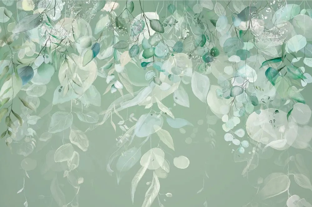 Carta da parati – Foglie Verde Pastello