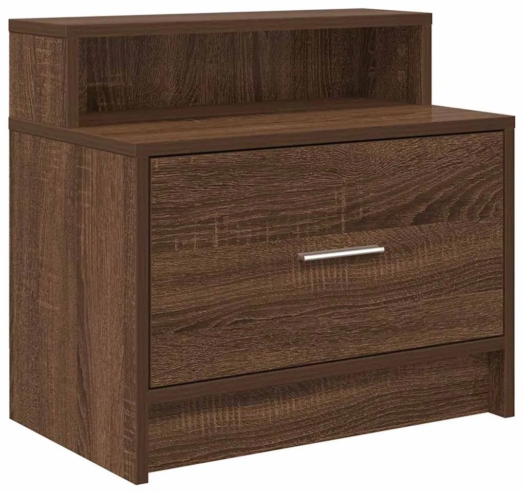 Comodino con cassetto rovere marrone 51x31x47 cm