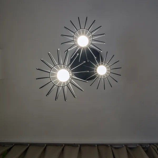 Lampadario a sospensione con cavo SOLANO 3xE27/15W/230V nero/cromo lucido