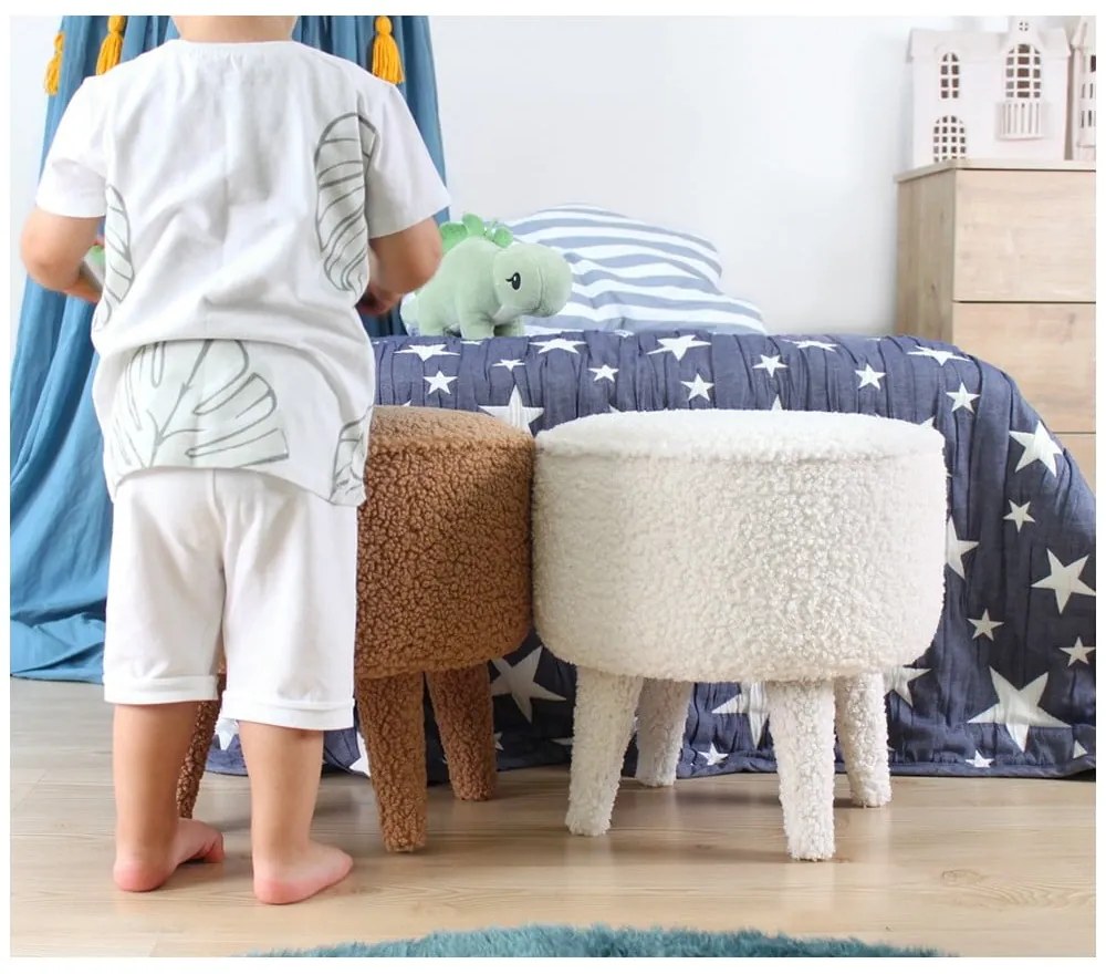 Pouf marrone per bambini in tessuto bouclé Moouv - Artie