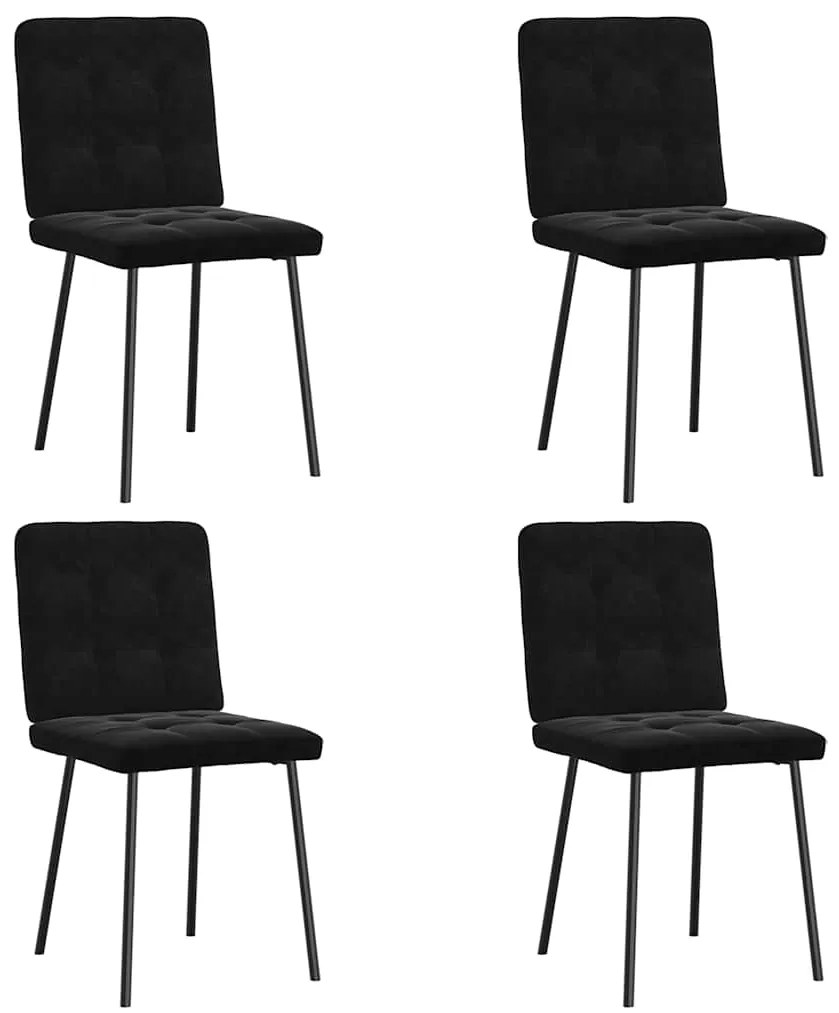 Sedie Da Pranzo 4 Pz Nere İn Velluto /
