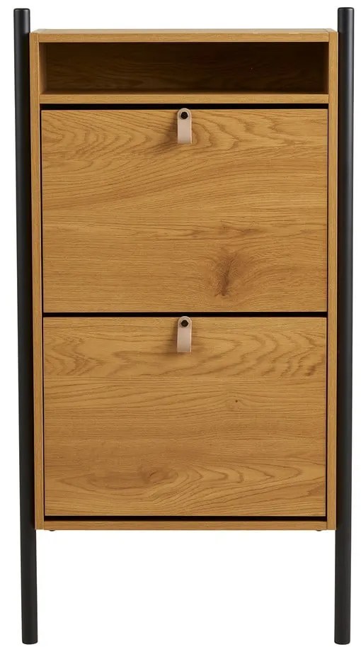 Scarpiera di colore naturale con effetto rovere con ante ribaltabili 62x118x26 cm Barco – House Nordic